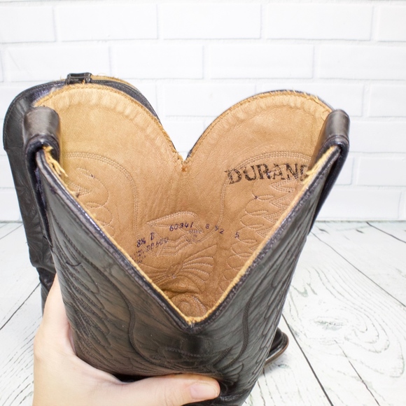 Durango Black Leather Western Moto Boots Size 8.5 - Picture 6 of 8